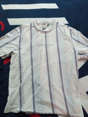 Guess Light Pink and Lavender Vertical Stripe Tee